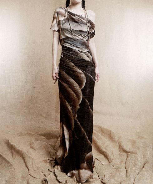 Feather Print Mermaid Dress